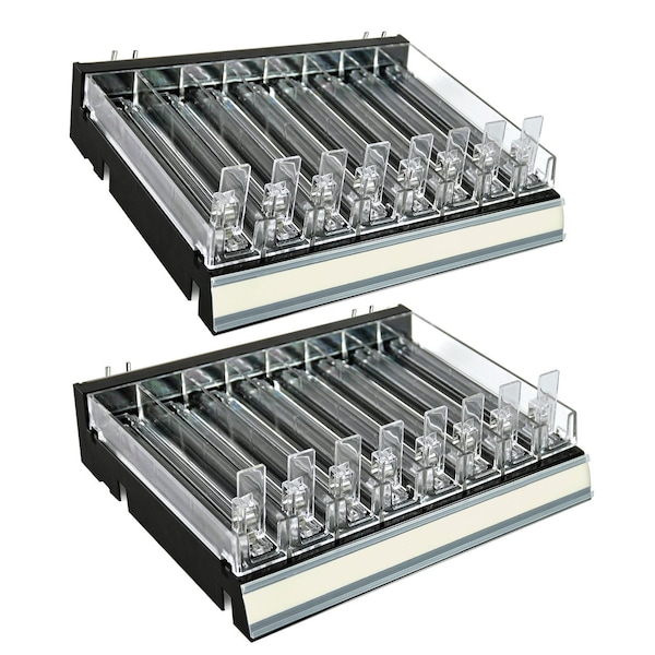 Black 8 Compartment Divider Bin Cosmetic Tray, Pushers - 8 Slots per Tray, 2-Pack